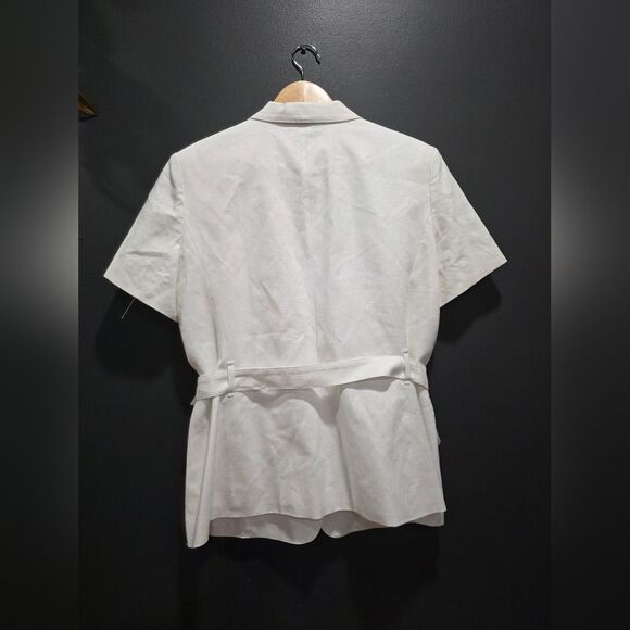 John Meyer Womens White Linen Rayon Short Sleeve Blazer Jacket Size 12 NWOT - Picture 7 of 12